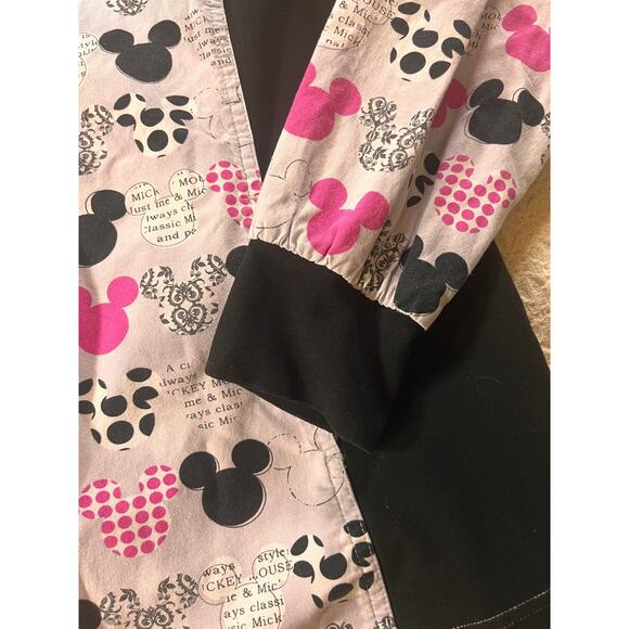Disney Mickey Mouse Scrubs Set Scrub Top & Jacket Uniform- Small pink black - Picture 4 of 13